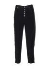 Dondup Loose Fit Velvet Trousers With Button Detailing In Black