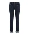Dondup Rolled Cuffs Five-pocket Trousers With Contrast Stitching In Blue