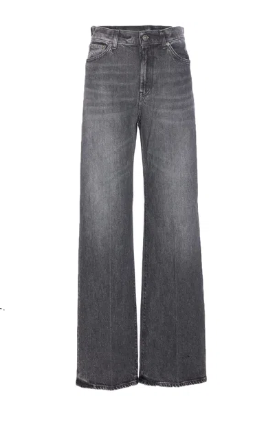 Dondup Jeans Amber Wide Leg In Denim Stretch In Gray