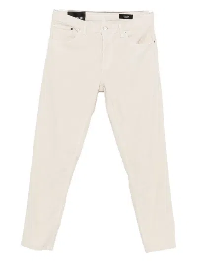 DONDUP DONDUP IVORY COTTON TWILL TROUSERS