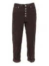 Dondup High-waisted Tapered Pants With Decorative Buttons In Black