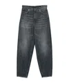 Dondup High-waisted Relaxed-fit Jeans With Vintage Wash In Black