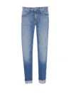 Dondup Slim-fit Light Blue Trousers With Classic Five-pocket Design In Blue