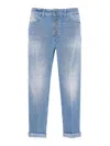 Dondup Straight Cotton Jeans Rolled Cuffs In Blue