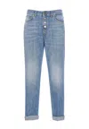 Dondup Skinny Model Trousers Rolled Cuffs In Blue