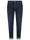 Dondup Rolled Cuffs Five-pocket Trousers With Contrast Stitching In Blue