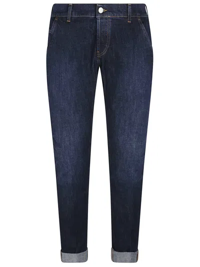 Dondup Belt-loops Cuffed Jeans In Blue