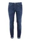 Dondup Denim Trousers With Belt Loops And Contrast Stitching In Blue