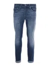 Dondup Denim Trousers With Belt Loops And Contrast Stitching In Blue