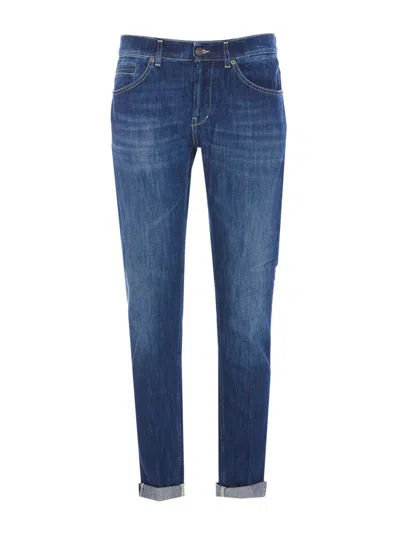 Dondup Skinny Model Trousers Rolled Cuffs In Blue