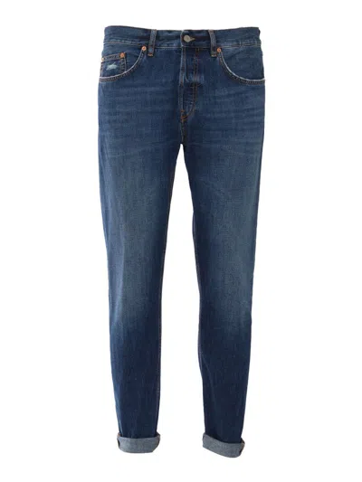 Dondup Trousers With Belt Loops And Contrast Stitching In Blue