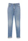 Dondup Skinny Model Trousers Rolled Cuffs In Blue