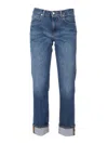 Dondup Relaxed Fit Jeans With Rolled Cuffs In Blue