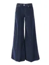 Dondup Wide-leg Navy High-waist Pants In Blue