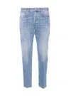 Dondup Slim Fit Carrot Trousers With Belt Loops In Blue