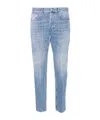 Dondup Slim Fit Carrot Trousers With Belt Loops In Blue
