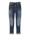 Dondup High-waisted Denim Trousers With Vintage Wash In Blue