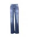 Dondup Amber Wide Leg Vita Alta Denim In Blue