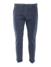 Dondup Straight Leg Trousers With Back And Side Pockets In Blue