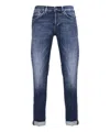 Dondup Denim Trousers With Belt Loops And Contrast Stitching In Blue