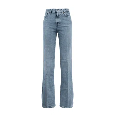 Dondup Amber Wide Leg Stretch Denim Jeans In Blue