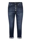 Dondup High-waisted Jeans With Distinctive Button Closure And Rolled Hems In Blue