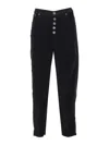 Dondup Loose Fit Velvet Trousers With Button Detailing In Black