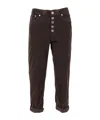 Dondup High-waisted Tapered Pants With Decorative Buttons In Brown