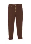 Dondup Trousers With Rolled Cuffs And Pockets In Brown
