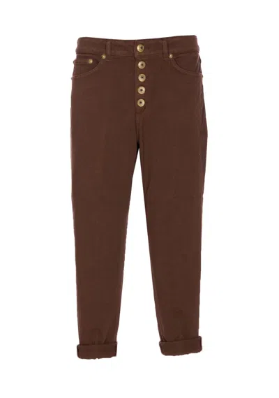 Dondup Trousers With Rolled Cuffs And Pockets In Brown