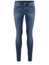 Dondup Skinny Model Trousers Rolled Cuffs In Blue