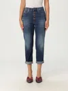 Dondup High-waisted Denim Trousers With Vintage Wash In Blue