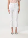 Dondup Cropped Cotton-blend Denim Jeans With Button Detailing In White