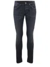 Dondup George Skinny Distressed Jeans In Denim Nero