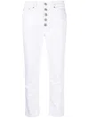 Dondup Cropped Cotton-blend Denim Jeans With Button Detailing