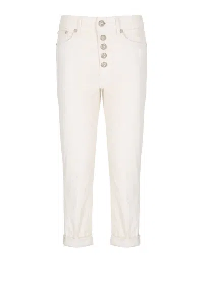 Dondup Straight Leg Corduroy Trousers With Five Pockets In White