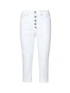 Dondup Cropped Cotton-blend Denim Jeans With Button Detailing In White