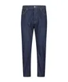 Dondup Relaxed-fit Cotton Pants With Five-pocket Design And Contrasting Patch In Blue