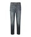 Dondup Carrie Belt Loop Contrast Stitching Trousers In Gray