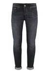 Dondup Stretch Cotton Jeans Roll-up Cuffs In Black