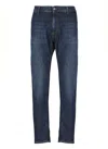 Dondup Straight Fit Cotton Trousers With Five Pockets In Blue