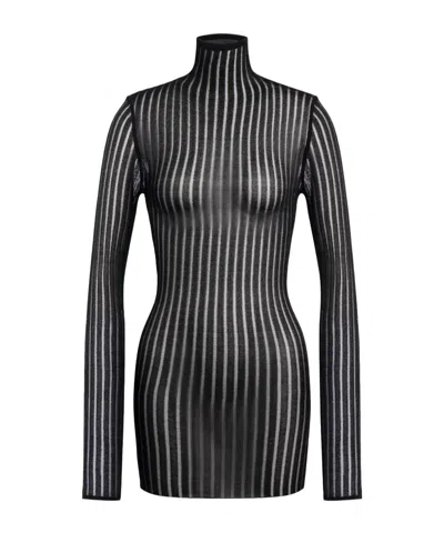 Dondup Ribbed-knit Mini Dress In Black