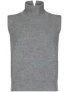 Dondup Fitted Sleeveless Knit Top With High Mock Neck In Gray