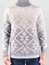 Dondup Knitwear With Geometric Pattern And Turtleneck In White