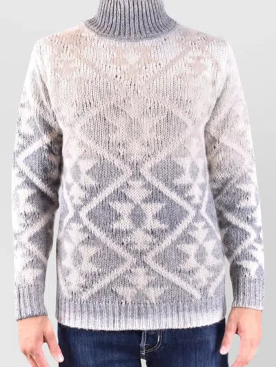DONDUP KNITWEAR WITH GEOMETRIC PATTERN AND TURTLENECK