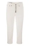 Dondup Striped Pattern Cropped Trousers With Button Detailing In Neutral