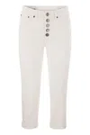 Dondup Striped Pattern Cropped Trousers With Button Detailing In Neutral