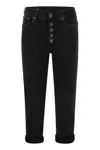 Dondup Cuffed Trousers With Button Detailing And Pockets In Black