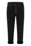 Dondup Koons Loose-fitting Velvet Trousers In Black