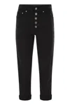 Dondup Fitted High-waist Cropped Trousers With Decorative Buttons